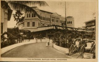 Singapore Raffles Hotel Entrance 1935 Cover On Sepia Postcard