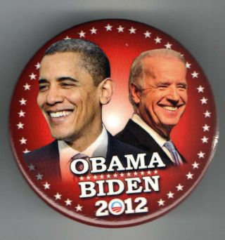 Obama & Biden Pin 2012 Jugate Pinback Button B 2.  25 Inch