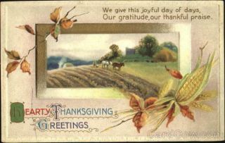 Hearty Thanksgiving Greetings Antique Postcard Vintage Post Card