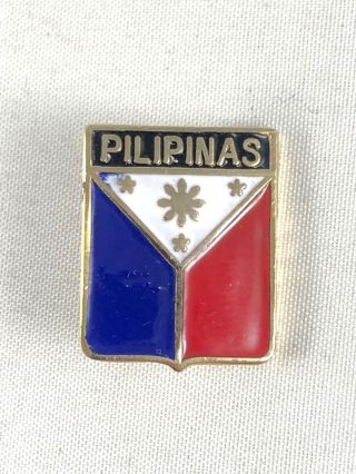 Vintage Philippines Pilipinas Flag Metal Enamel Lapel Pin