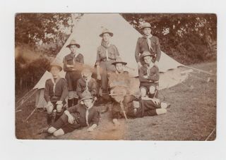 Real Photo Card Scouts At Campsite Around 1910 - Maldon ? Lion Patrol