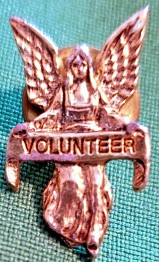 Vintage 1/2 " Guardian Angel Volunteer Hat Lapel Pin