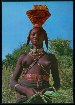 Africa Black Nude Woman Ethnic Risque C1950 - 1960s Postcard Aa33