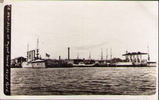 (yc9) Real Photo Postcard War Ships At Puget Sound Navy Yard