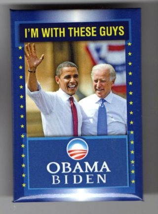 Obama Biden 2012 Pin Campaign Pinback Jugate 3 X 2 Inch With These Guys