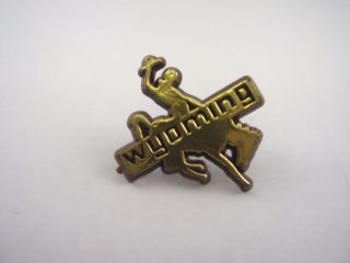 Vintage Hat Lapel Pin Brown Plastic Wyoming Clever Bucking Bronco Design