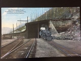 Vintage “see Washington First” Cascade Mountains On The Great Northern Railway