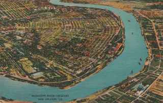 (u) Orleans,  La - Aerial View Of The Mississippi River Crescent