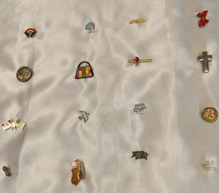 16 Vintage Tie Tacks/pins: Patriotic,  Christian,  Inspiration,  Shriner,  Peanut