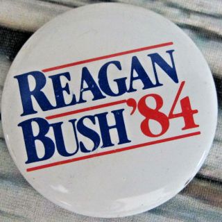 Presidential Pin Back Reagan Bush Campaign Button 1984 Republican Candidate
