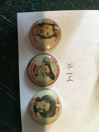 Set Of 3 Quaker Puffed Wheat And Rice Old Pins