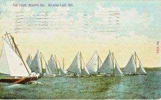 Delavan Lake Wi The Start Of Regatta Day 1910