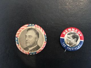 Vintage Political Buttons Pins Kennedy Fdr