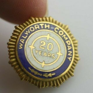 Vintage 10k Gold Filled Walworth Company 20 Year Service Pin Screw Enamel