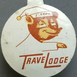 1950s Travelodge Motels Sleepy Bear Pinback Pin Button