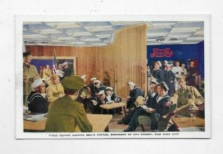 Vintage Postcard Wwii Times Square Service Men 