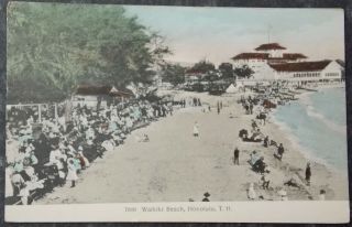 Hawaii Tinted Postcard - Waikiki Beach - Honolulu