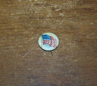 Wwii Era Patriotic 48 Star American Us Flag Pinback Badge Button Pin