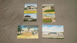 4 Rare Daytona Motels,  Inns,  Apts.  Post Cards.  1940 - 50