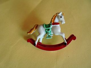 Vintage Painted Metal Toy Rocking Horse Lapel Pin