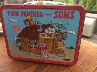 Vintage 1984 Pink Panther And Sons Metal Lunch Box