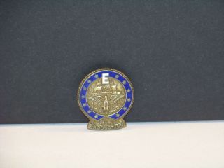 Wwii Us Navy Sterling Silver Award For Production E Pinback Lapel Hat Pin