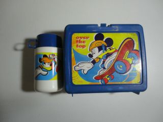 Vintage Plastic " Thermos " Disney Mickey Mouse Lunch Box With Thermos,  9 " X 7 "