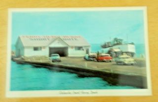 Vtg.  Postcard Of Catawba Point Ferry To Put - In - Bay Ohio - - Autos/cars,  Ferry,  Dock