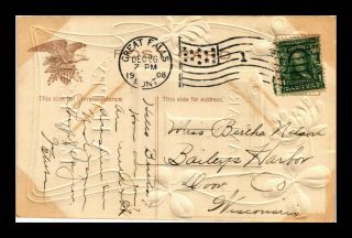 Dr Jim Stamps Us Flag Cancel Year Embossed Postcard Cancel On Front