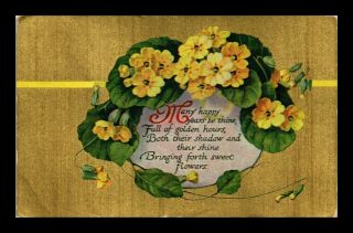 Dr Jim Stamps Us Yellow Flowers Gold Background Greeting Postcard 1910