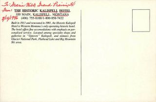 Postcard Historic Kalispell Hotel,  Kalispell,  Montana 2