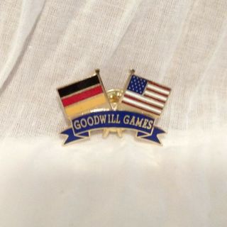 Vintage 1990 West Germany & United States Flag Goodwill Games Friendship Hat Pin