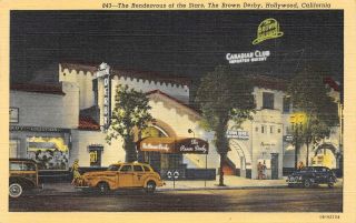 Rendezvous Of The Stars,  The Brown Derby,  Hollywood,  Ca C1940s Vintage Postcard