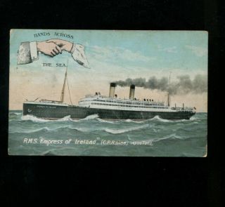 Rms Empress Of Ireland Hands Across The Sea Postcard