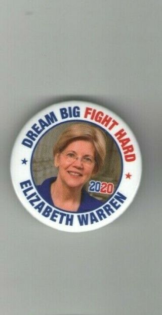2020 Pin Elizabeth Warren Pinback President Campaign Dream Big Fight Hard