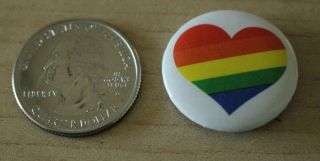 Rainbow Heart Love Gay Pride Cute Small Pinback Button 31272
