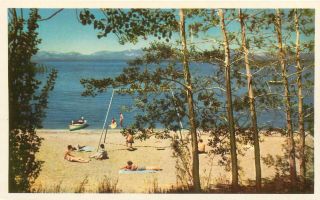Swimming And Boating Lake Tahoe Ca California Chrome Postcard 1950s