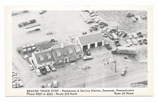Beacon Truck Stop Circa 1950s Postcard,  Restaurant & Service Station Somerset Pa