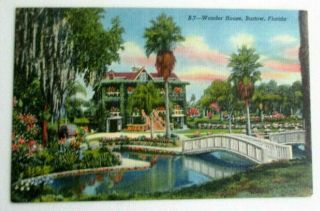 Vintage 1940s Linen Postcard Of Wonder House,  Bartow,  Florida