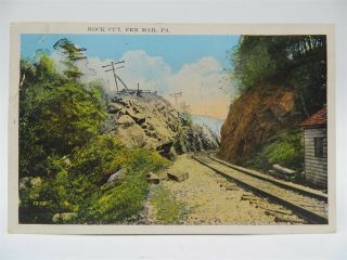 Vintage 1934 Postcard - Rock Cut,  Railroad Tracks,  Pen Mar,  Pa