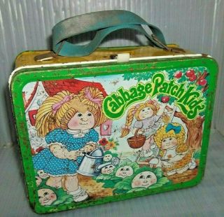 1984 Cabbage Patch Kids Metal Lunch Box By Thermos Brand Vintage Lunchbox