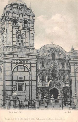 San Agustin Lima Peru Postcard (c.  1905)