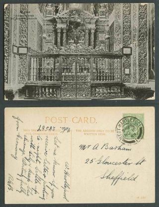 Malta 1909 Old Maltese Postcard Silver Gates,  St.  John Church Interior,  Valletta