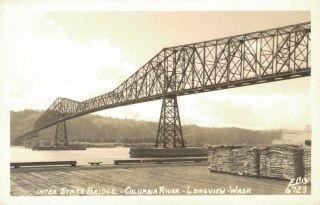 Usa Inter State Bridge Columbia River Longview Washington Rppc 03.  28