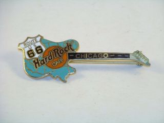 Hard Rock Cafe Chicago Us U.  S.  Route 66 Teal Map Guitar Lapel Hat Pin