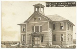 Ca.  1910 Leoville School House,  Kansas Real Photo Postcard (rppc)