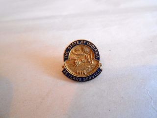Vintage State Of Indiana 25 Years Of Service Gold Filled Lapel Pin