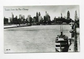 Vintage Rppc Photo Postcard Skyline From The Pier Chicago Il R1323