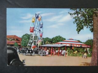 Ca1940 Craterville Park Oklahoma Amusement Park Ferris Wheel & Cars Postcard