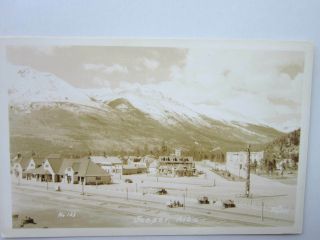 Jasper,  Alberta,  And Railway Station Vintage B&w R.  P.  Postcard 1940 